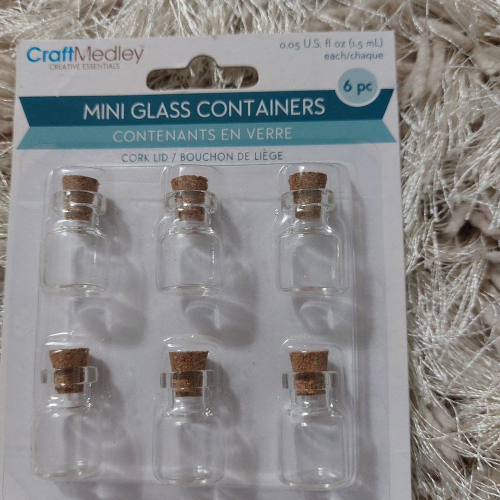 Craft Medley Creative Essentials Mini Glass Containers 6 pcs Happy Creating